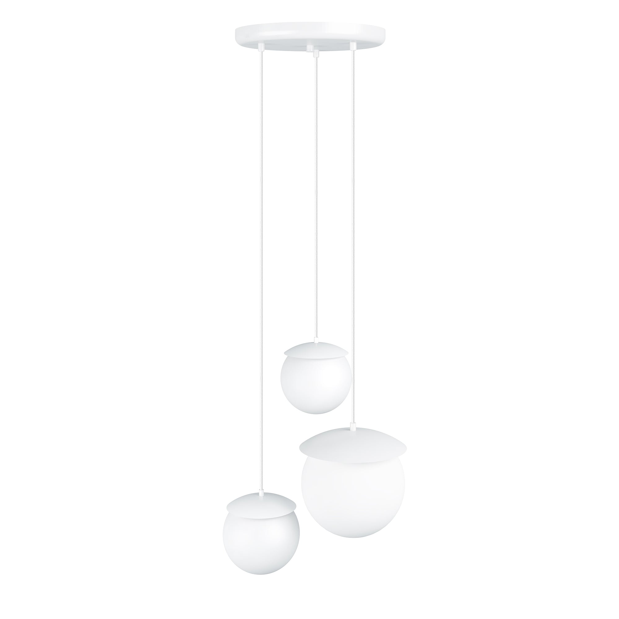 Kuul M3-K lampa wisząca na kole - biała lampa sufitowa mix kloszy 20 cm i 2x15 cm Ummo