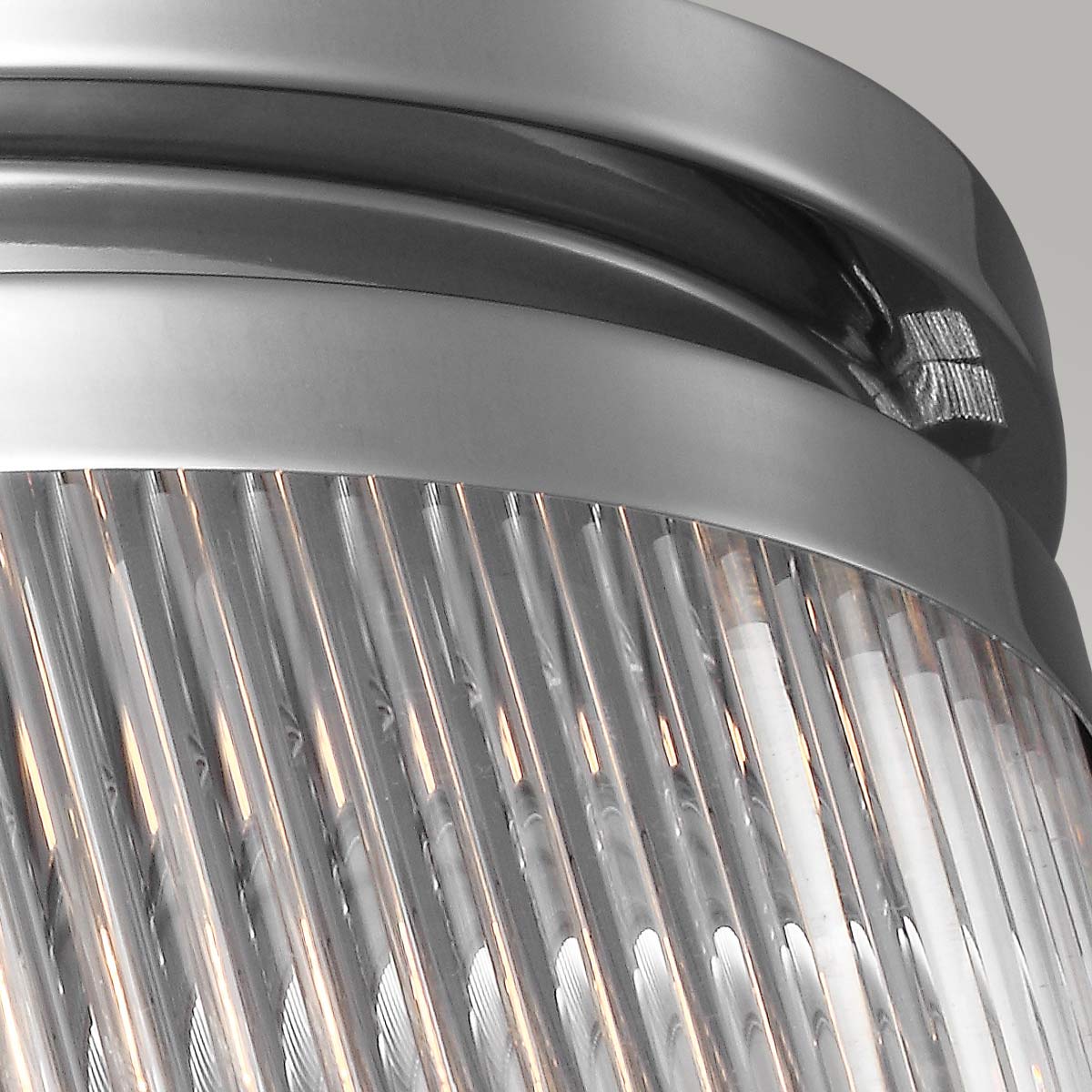 Lampa do łazienki 38/28cm sufitowa szklana - plafon chrom (LED G9) Feiss (Paulson)