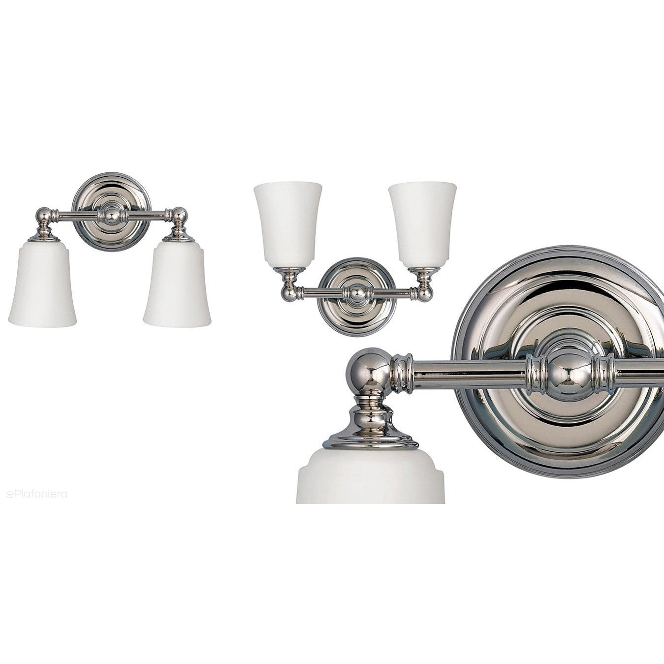 Lampa do łazienki (mleczne szkło, chrom) kinkiet łazienkowy (G9 2x4W) Feiss (Huguenot)