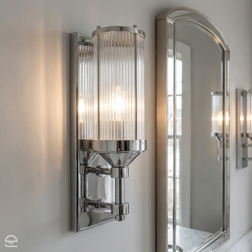 Lampa do łazienki wys.38cm ścienna szklana - kinkiet chrom (G9 1x4W) Feiss (Paulson)