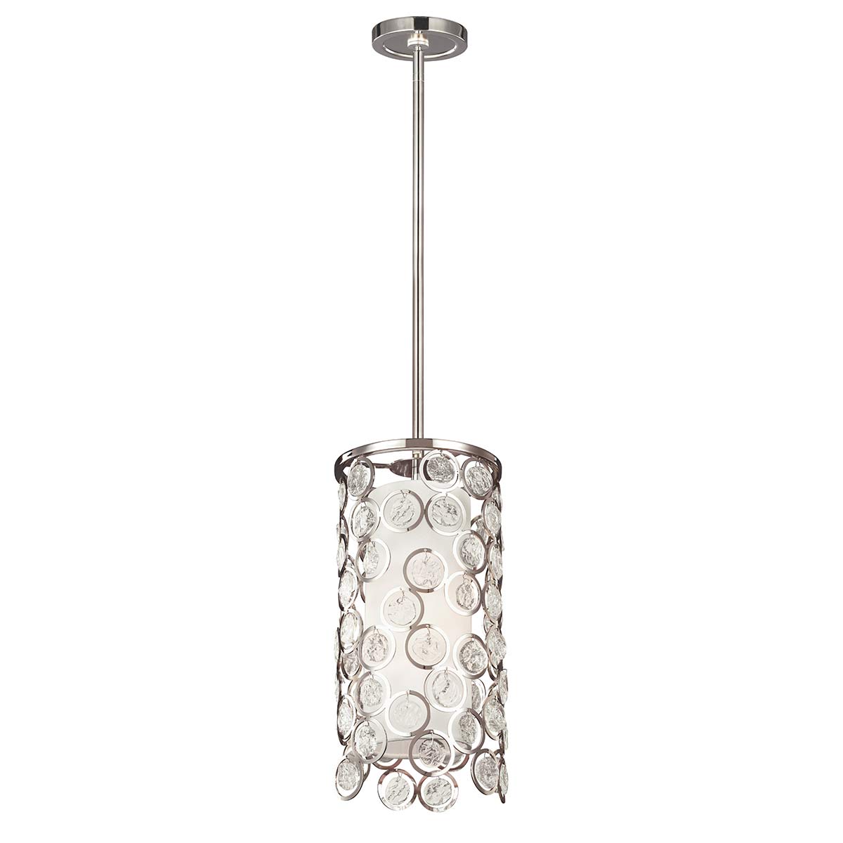 Lampa kryształowa (polerowany nikiel) wisząca 18cm - abażur jedwab do sypialni salonu (1xE27) Feiss (Lexi)