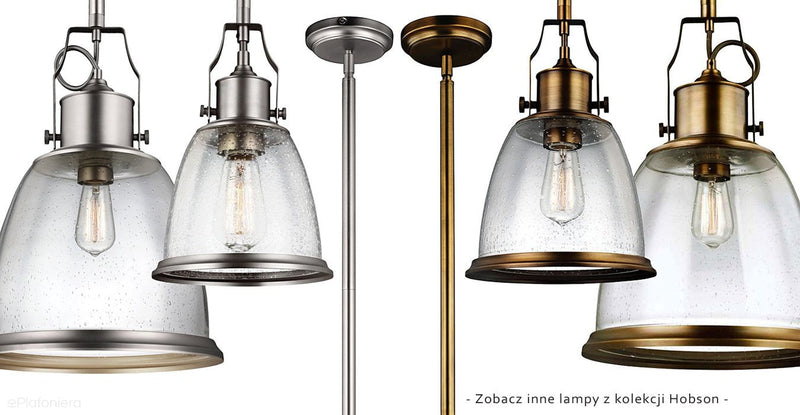 Lampa metalowa - szklana, 24cm (satynowy nikiel) do kuchni salonu (1xE27) Feiss (Hobson)