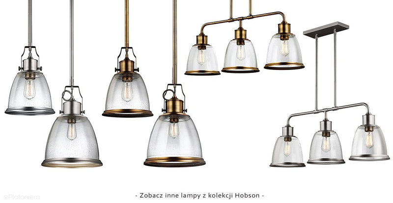 Lampa metalowa - szklana, 24cm (satynowy nikiel) do kuchni salonu (1xE27) Feiss (Hobson)