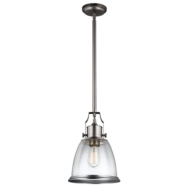 Lampa metalowa - szklana, 24cm (satynowy nikiel) do kuchni salonu (1xE27) Feiss (Hobson)