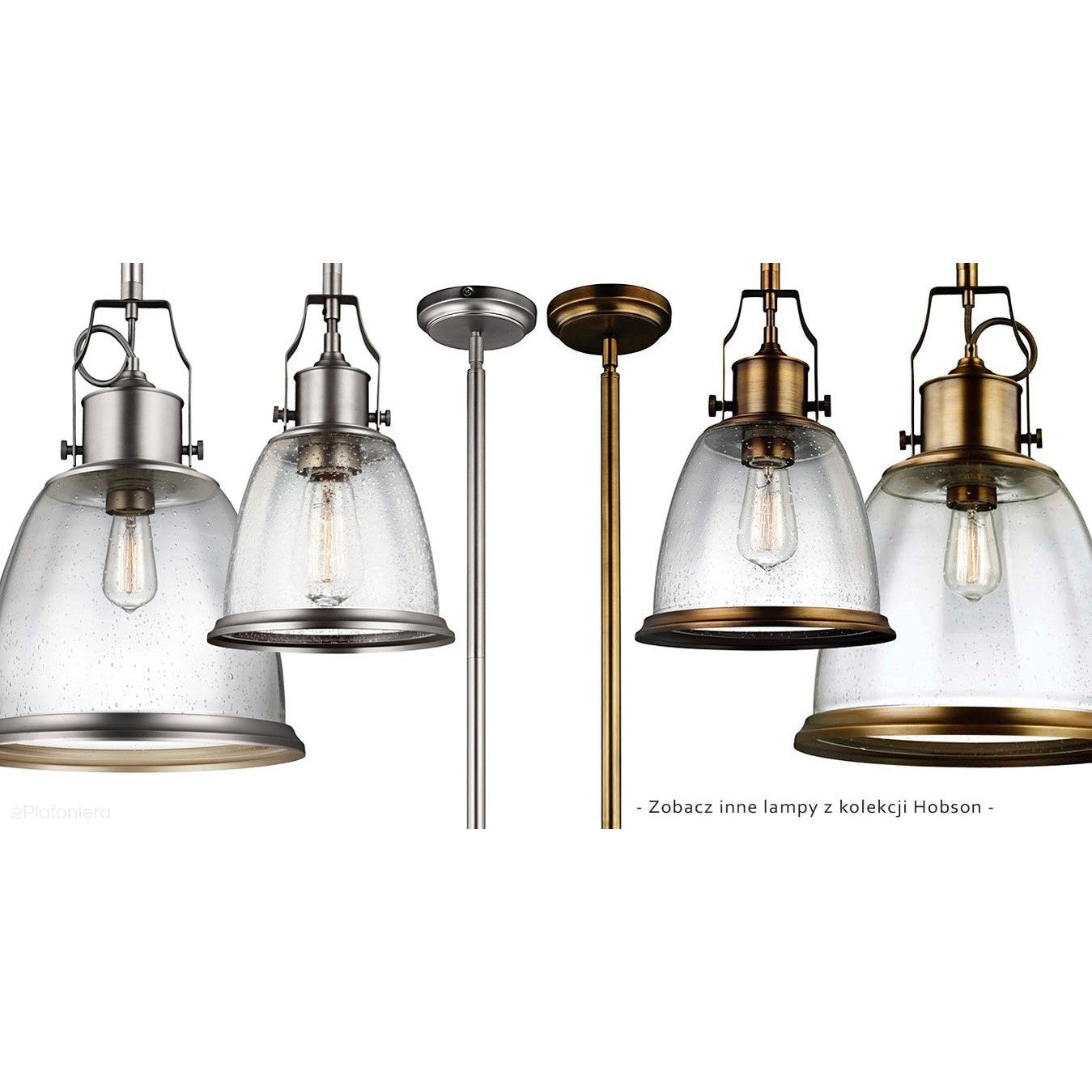 Lampa metalowa - szklana, 35cm (satynowy nikiel) do kuchni salonu (1xE27) Feiss (Hobson)