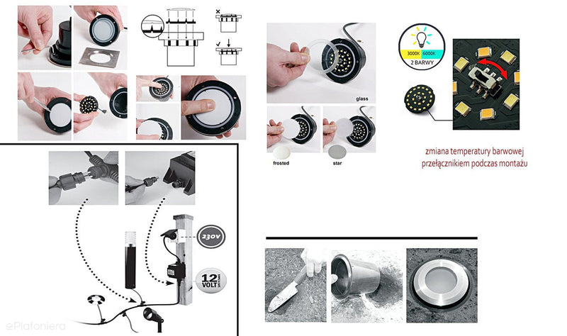 Lampa najazdowa/podwodna, ogrodowa zewnętrzna IP 68 (2W, 3000K/6000K) (system 12V LED) Gavia