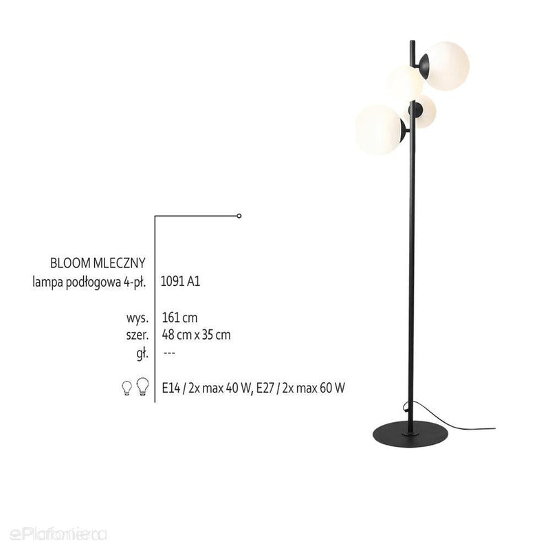 Lampa podłogowa Bloom Floor Black, czarna - Aldex, 1091A1 (2xE14/2xE27)