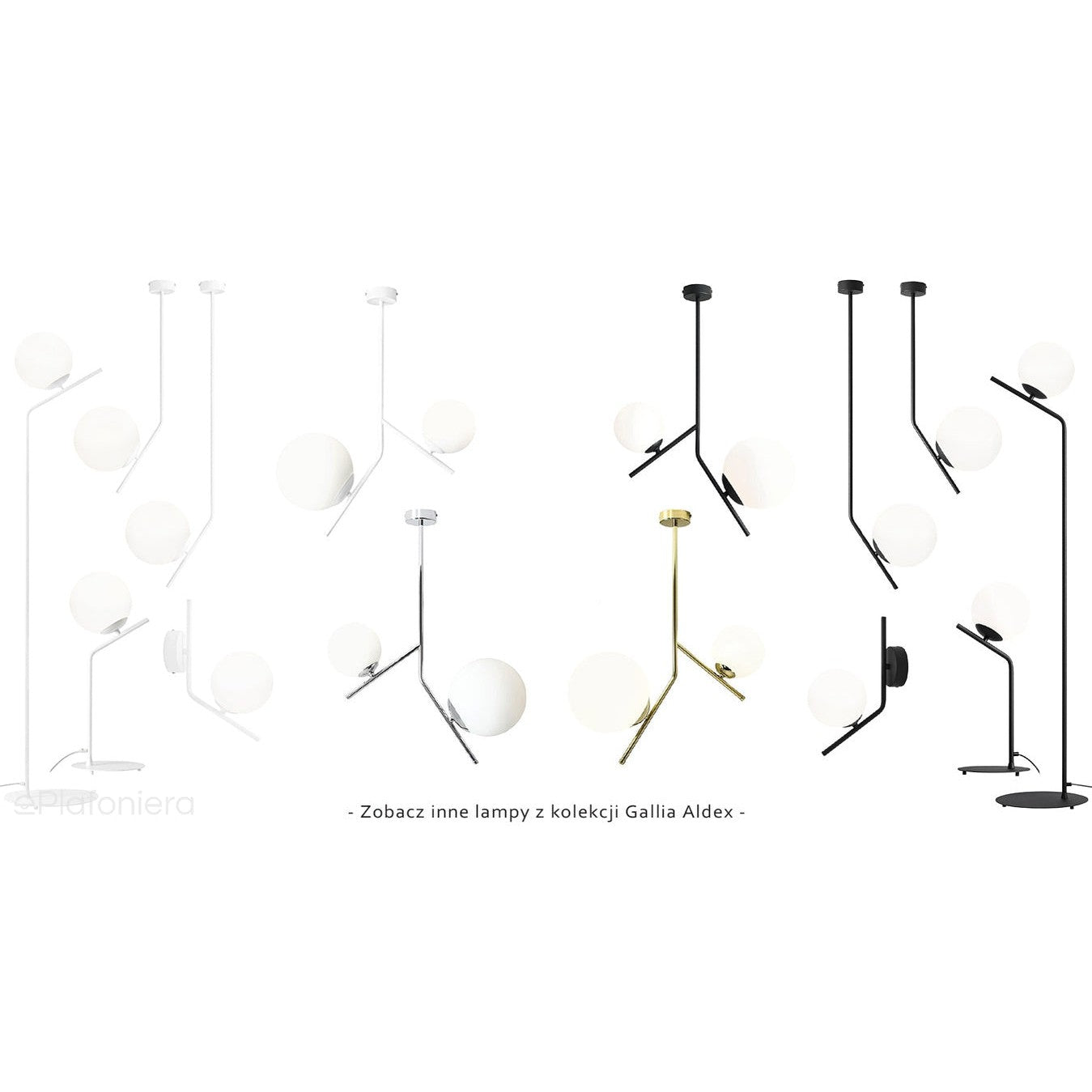Lampa podłogowa, czarna Gallia Floor Black - Aldex, jedna mleczna kula 20cm (E27) 1095A1