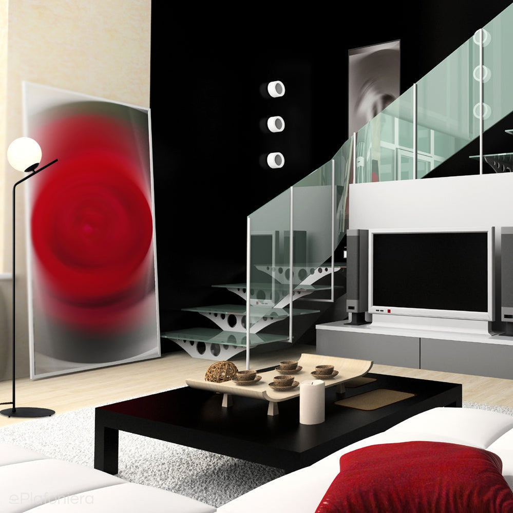 Lampa podłogowa, czarna Gallia Floor Black - Aldex, jedna mleczna kula 20cm (E27) 1095A1