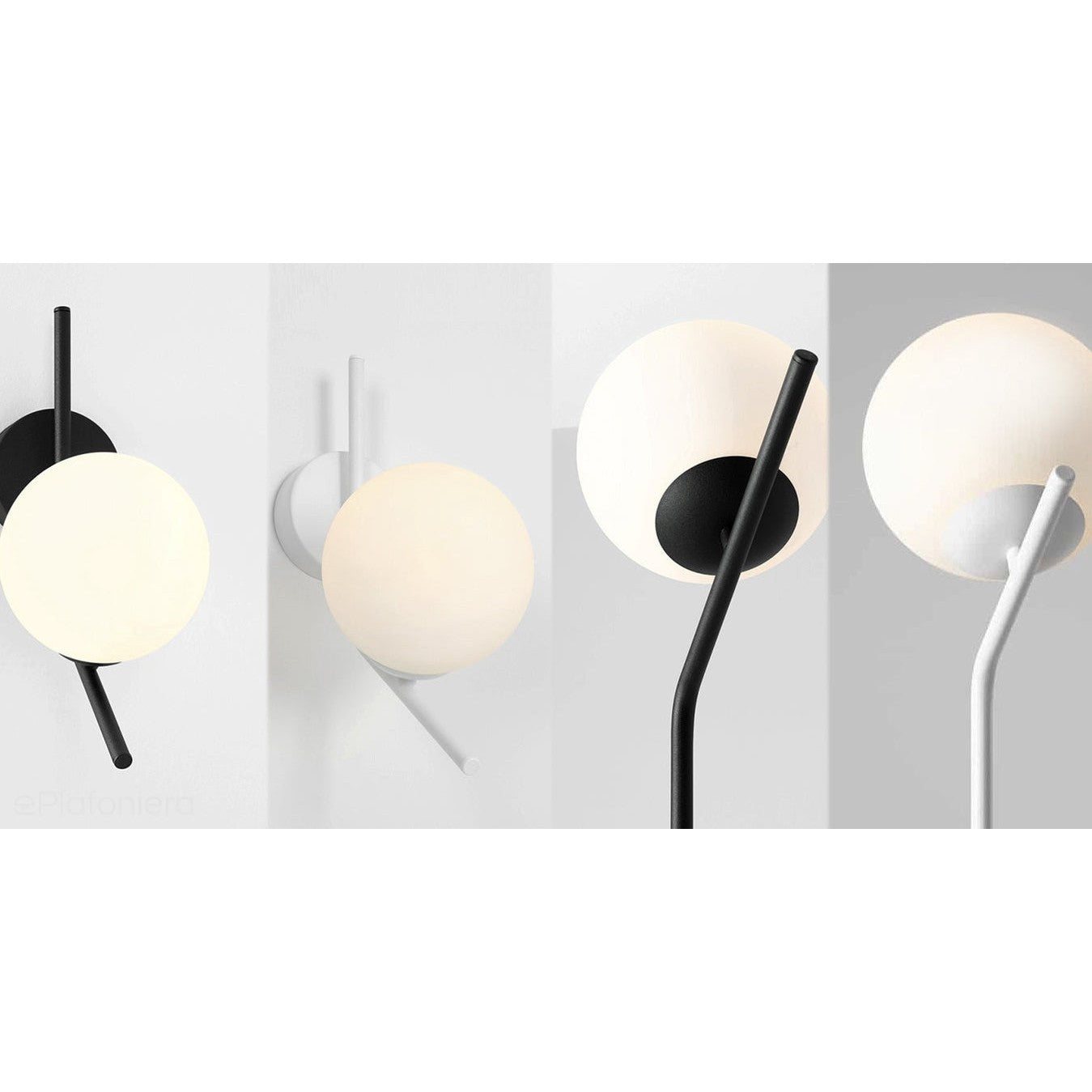 Lampa podłogowa, czarna Gallia Floor Black - Aldex, jedna mleczna kula 20cm (E27) 1095A1