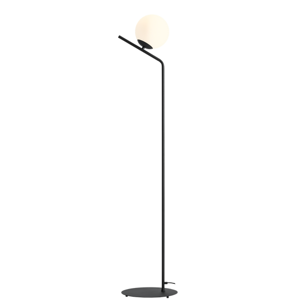 Lampa podłogowa, czarna Gallia Floor Black - Aldex, jedna mleczna kula 20cm (E27) 1095A1