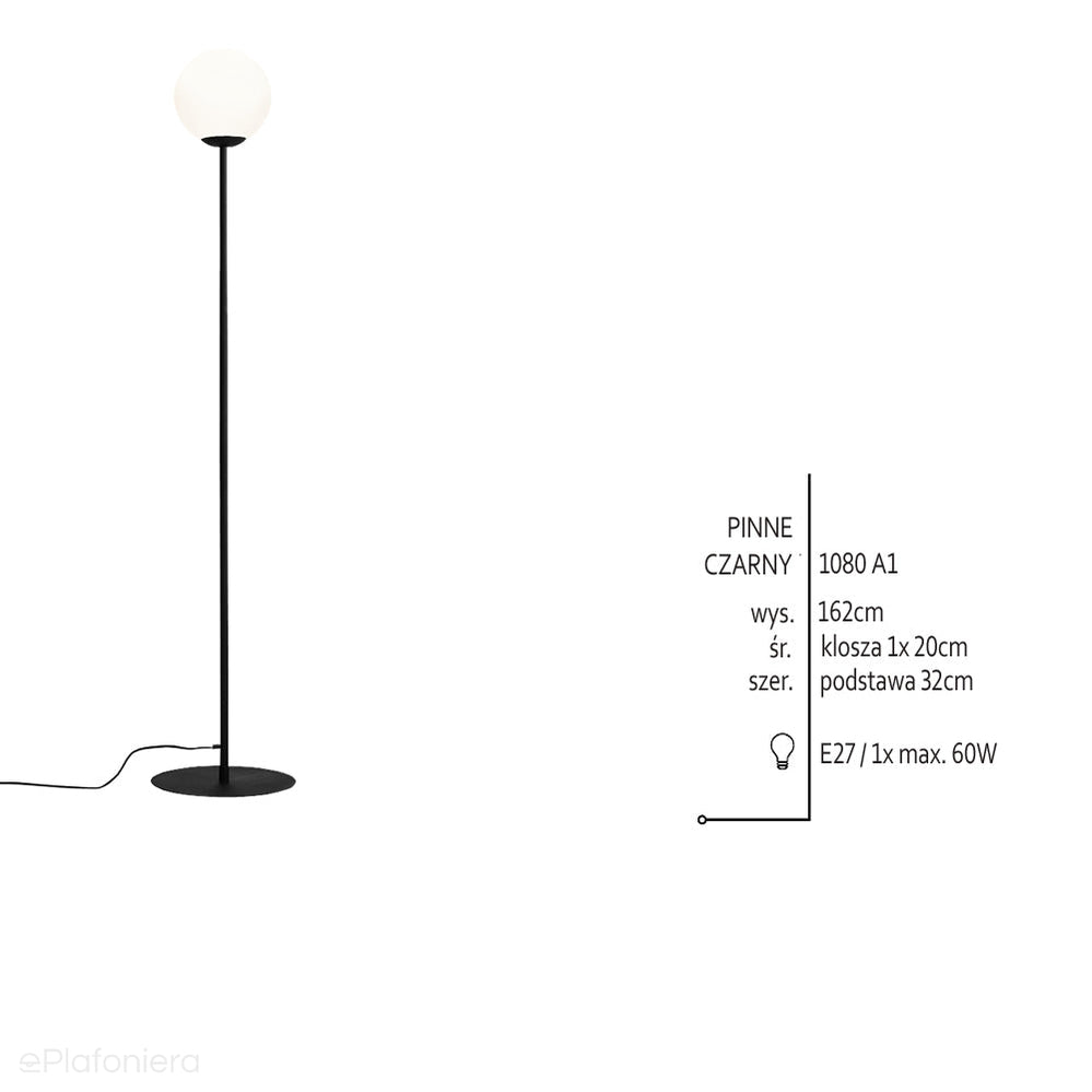 Lampa podłogowa czarna Pinne 162cm - Aldex (E14) 1080A1