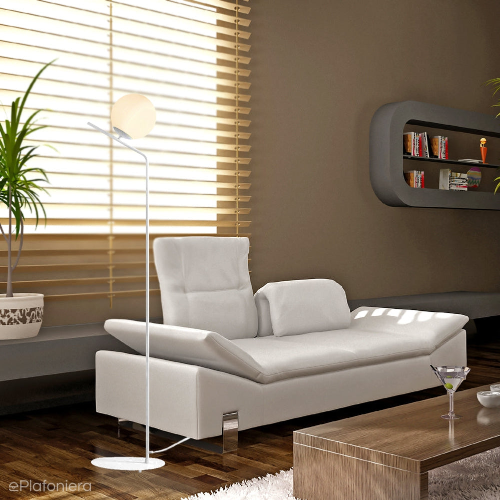 Lampa podłogowa Gallia Floor White - Aldex, biała, jedna mleczna kula 20cm (E27) 1095A