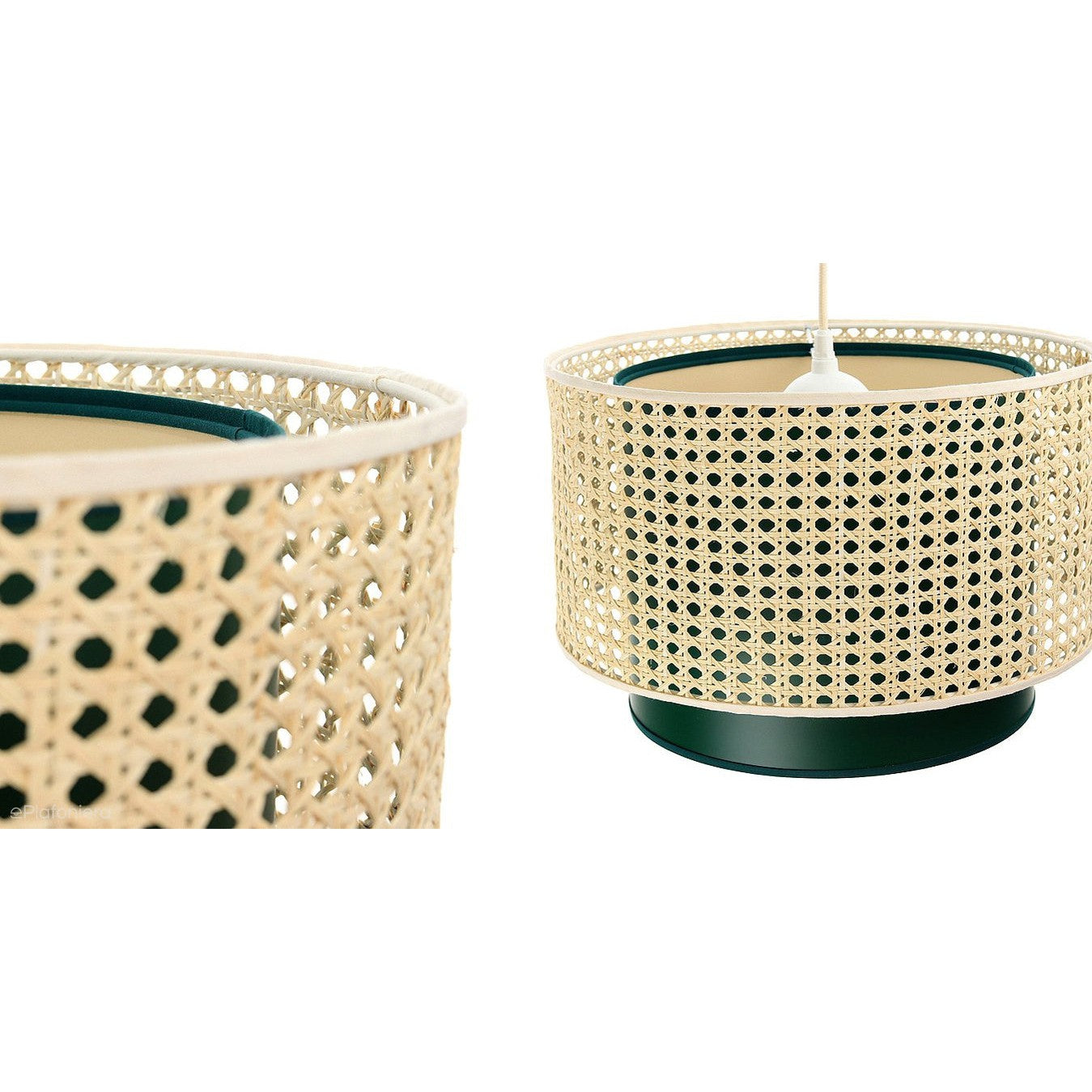Lampa rattan-satyna wisząca w stylu boho 40/50/60cm - do salonu sypialni (Rotang-009, 1xE27) ręcznie robiona
