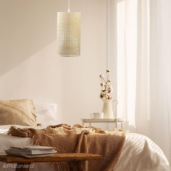 Lampa rattanowa wisząca w stylu boho 25cm - do salonu sypialni (Rotang-004, 1xE27) ręcznie robiona