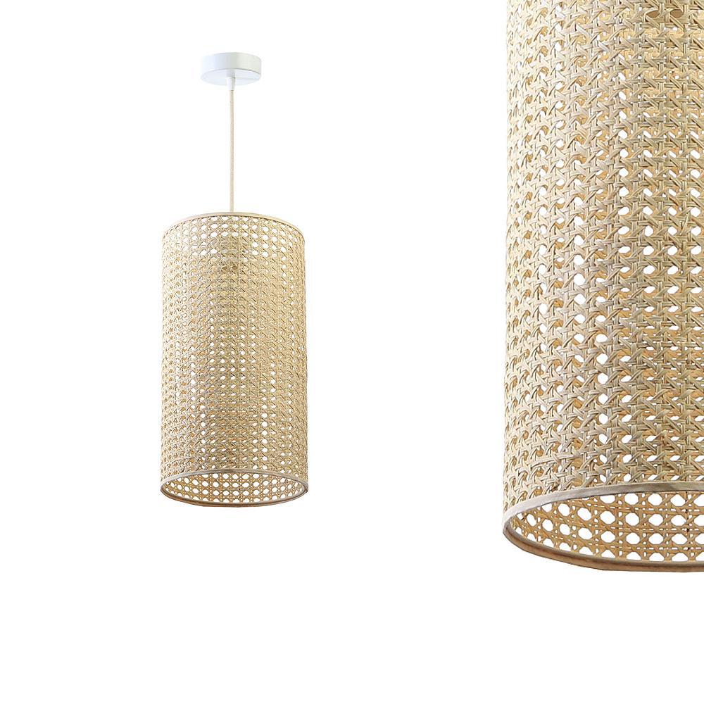 Lampa rattanowa wisząca w stylu boho 25cm - do salonu sypialni (Rotang-004, 1xE27) ręcznie robiona