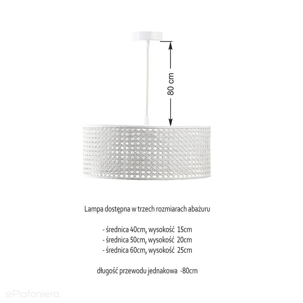 Lampa rattanowa wisząca w stylu boho 40/50/60cm - do salonu sypialni (Rotang-002, 1xE27) ręcznie robiona