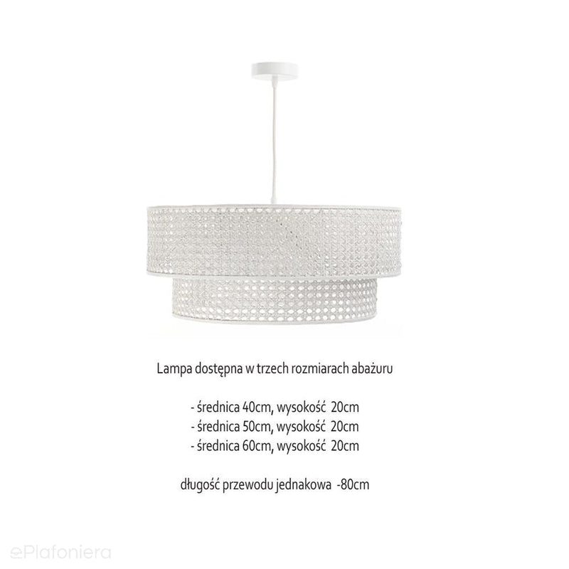 Lampa rattanowa wisząca w stylu boho 40/50/60cm - do salonu sypialni (Rotang-008, 1xE27) ręcznie robiona