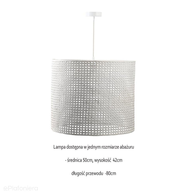 Lampa rattanowa wisząca w stylu boho 50cm - do salonu sypialni (Rotang-007, 1xE27) ręcznie robiona