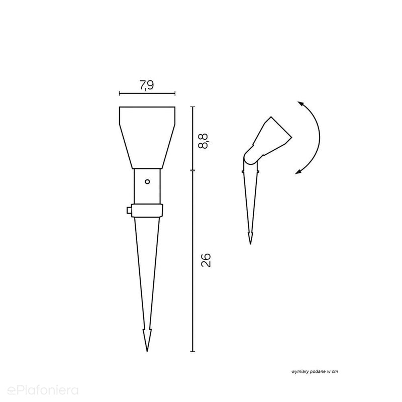 Lampa reflektor ogrodowa zewnętrzna  - wbijana w ziemię (1x GU10) SU-MA (Prit)