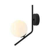 Lampa ścienna, czarny kinkiet, jedna mleczna kula 14cm (E14) Aldex (Gallia) 1095C1