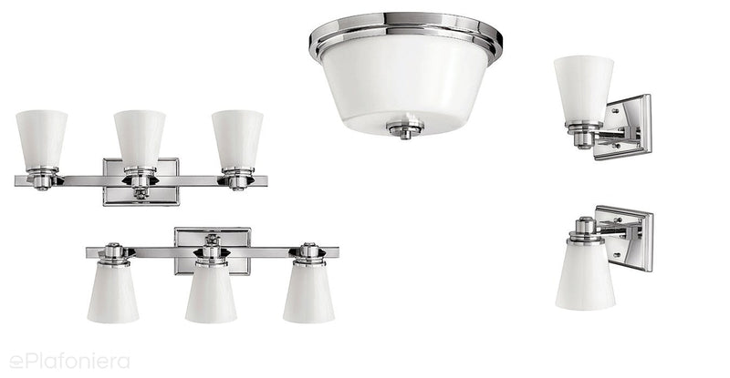 Lampa ścienna do łazienki Avon z IP44 - Hinkley (szkło, chrom, G9 3x4W) barwa ciepła 300K