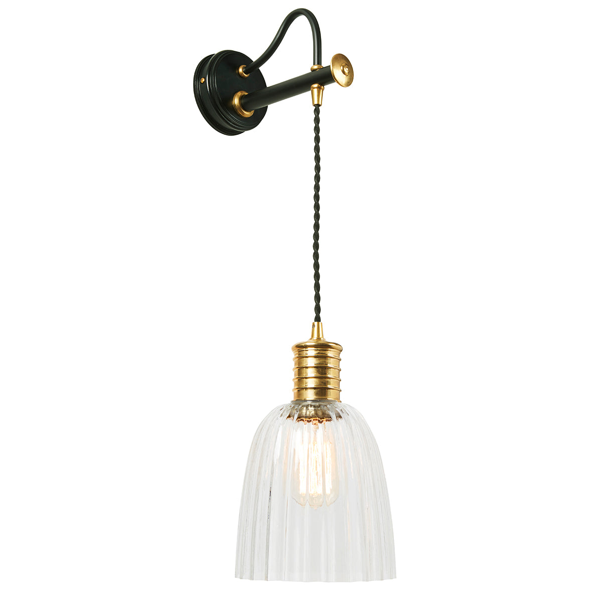 Lampa ścienna - wisząca żarówka (mosiądz, czarny 1xE27) kinkiet do sypialni salonu, Elstead (Douille)