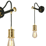 Lampa ścienna - wisząca żarówka (mosiądz, czarny 1xE27) kinkiet do sypialni salonu, Elstead (Douille)