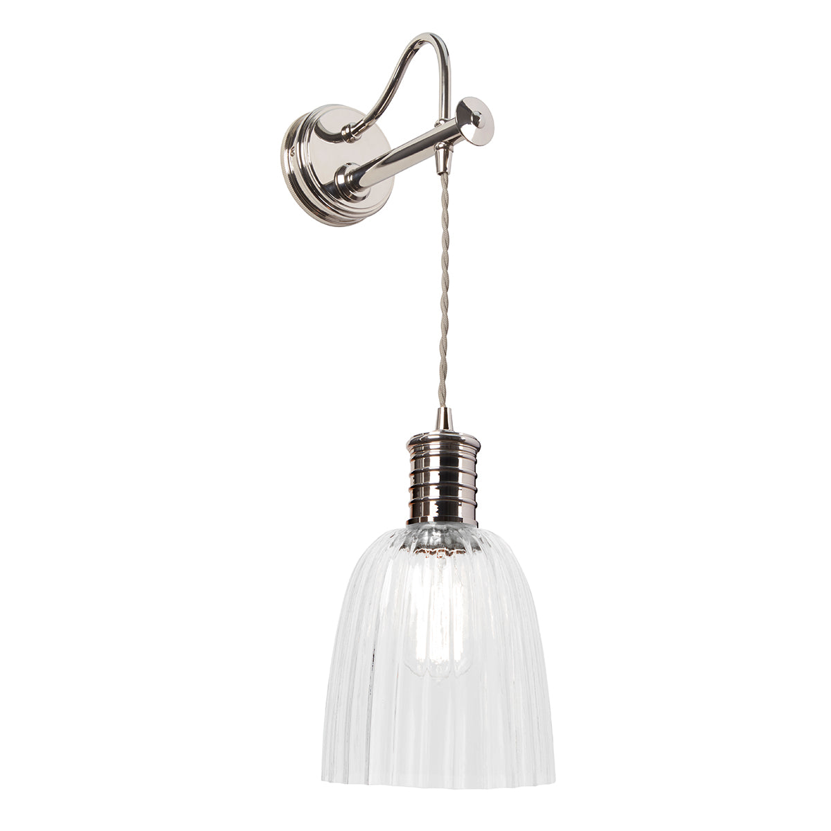 Lampa ścienna - wisząca żarówka (nikiel 1xE27) kinkiet do sypialni salonu, Elstead (Douille)