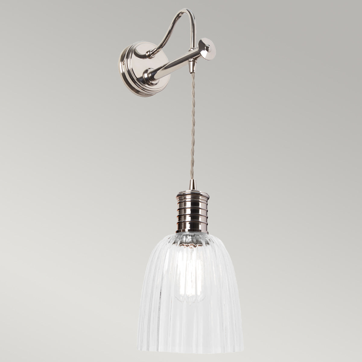Lampa ścienna - wisząca żarówka (nikiel 1xE27) kinkiet do sypialni salonu, Elstead (Douille)