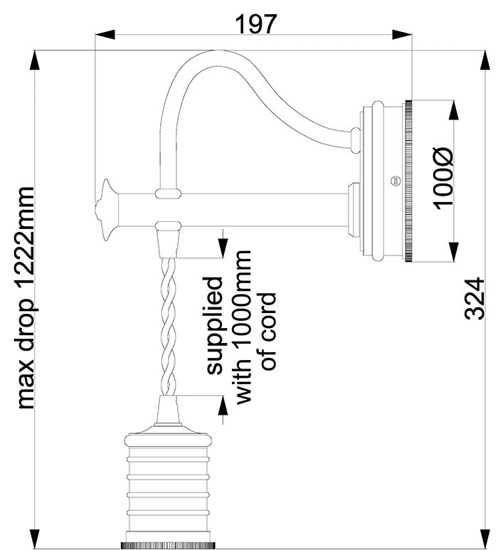 Lampa ścienna - wisząca żarówka (nikiel 1xE27) kinkiet do sypialni salonu, Elstead (Douille)