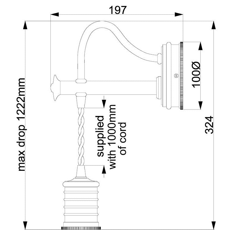 Lampa ścienna - wisząca żarówka (nikiel 1xE27) kinkiet do sypialni salonu, Elstead (Douille)