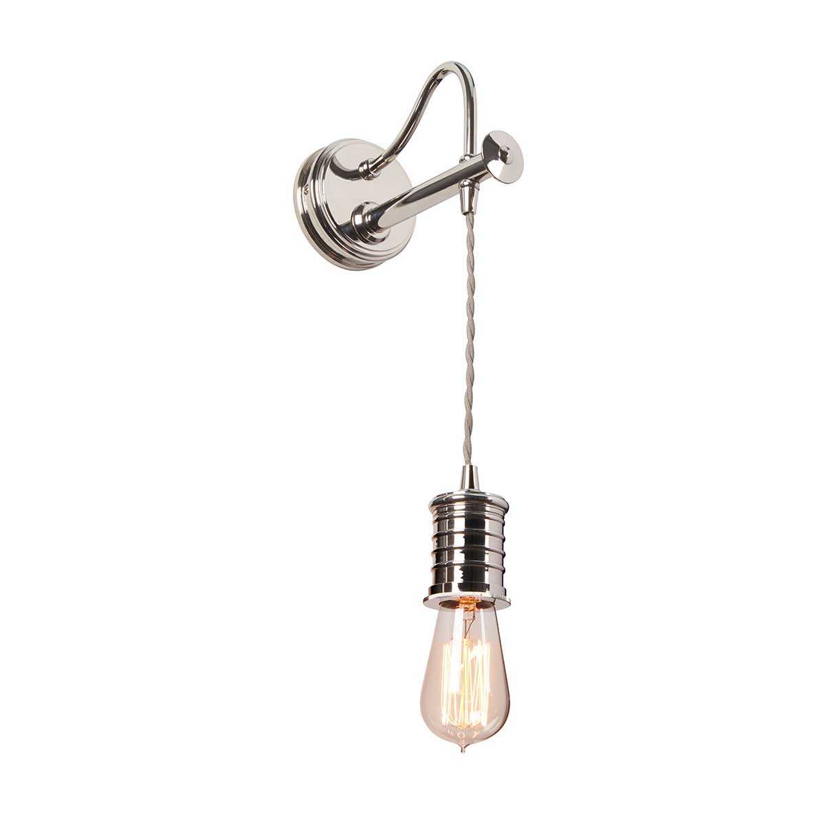 Lampa ścienna - wisząca żarówka (nikiel 1xE27) kinkiet do sypialni salonu, Elstead (Douille)