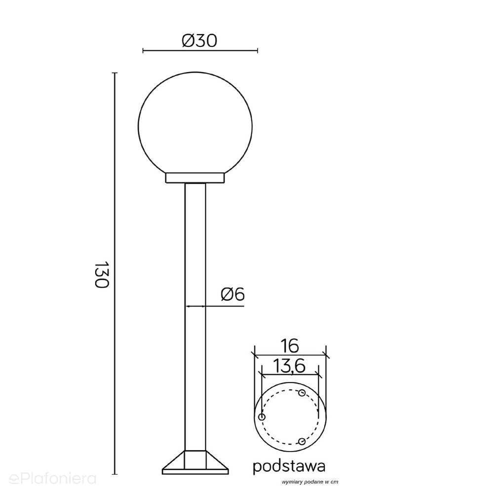 Lampa stojąca 100cm (kula biała/dymiona, 20/25/30cm) ogrodowa zewnętrzna słupek (1x E27) SU-MA (kule K)