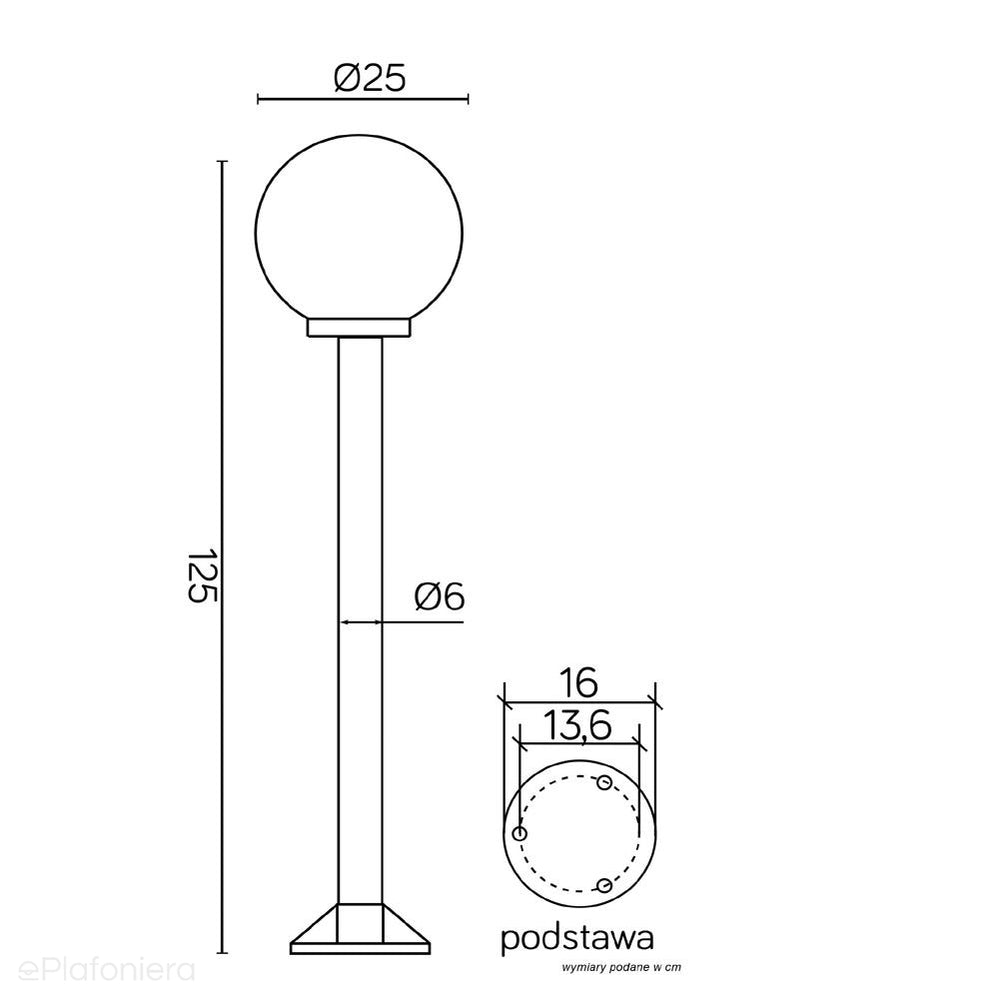 Lampa stojąca 100cm (kula biała/dymiona, 20/25/30cm) ogrodowa zewnętrzna słupek (1x E27) SU-MA (kule K)