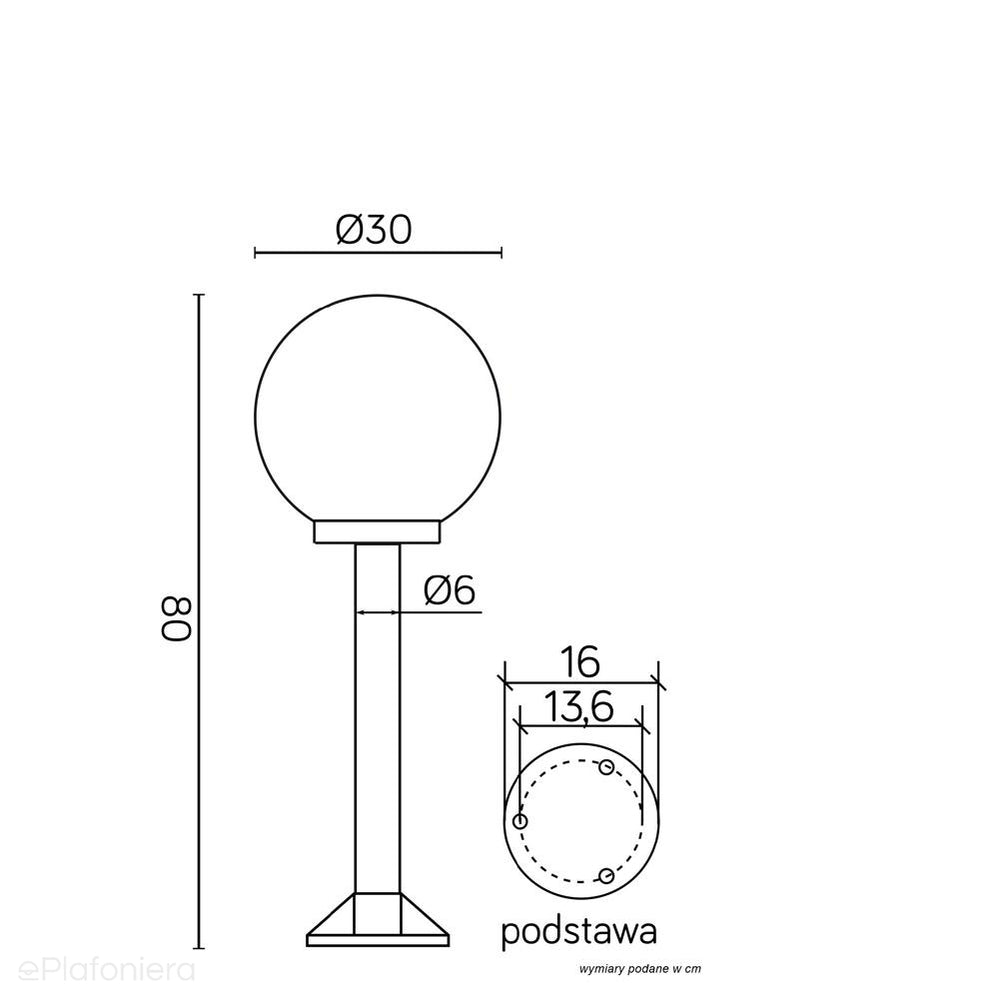 Lampa stojąca 50cm (kula biała/dymiona, 20/25/30cm) ogrodowa zewnętrzna (1x E27) SU-MA (kule K)