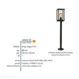 Lampa stojąca 68/88cm ogrodowa zewnętrzna słupek IP 44 (4W, 2200K) (system 12V LED) Limosa