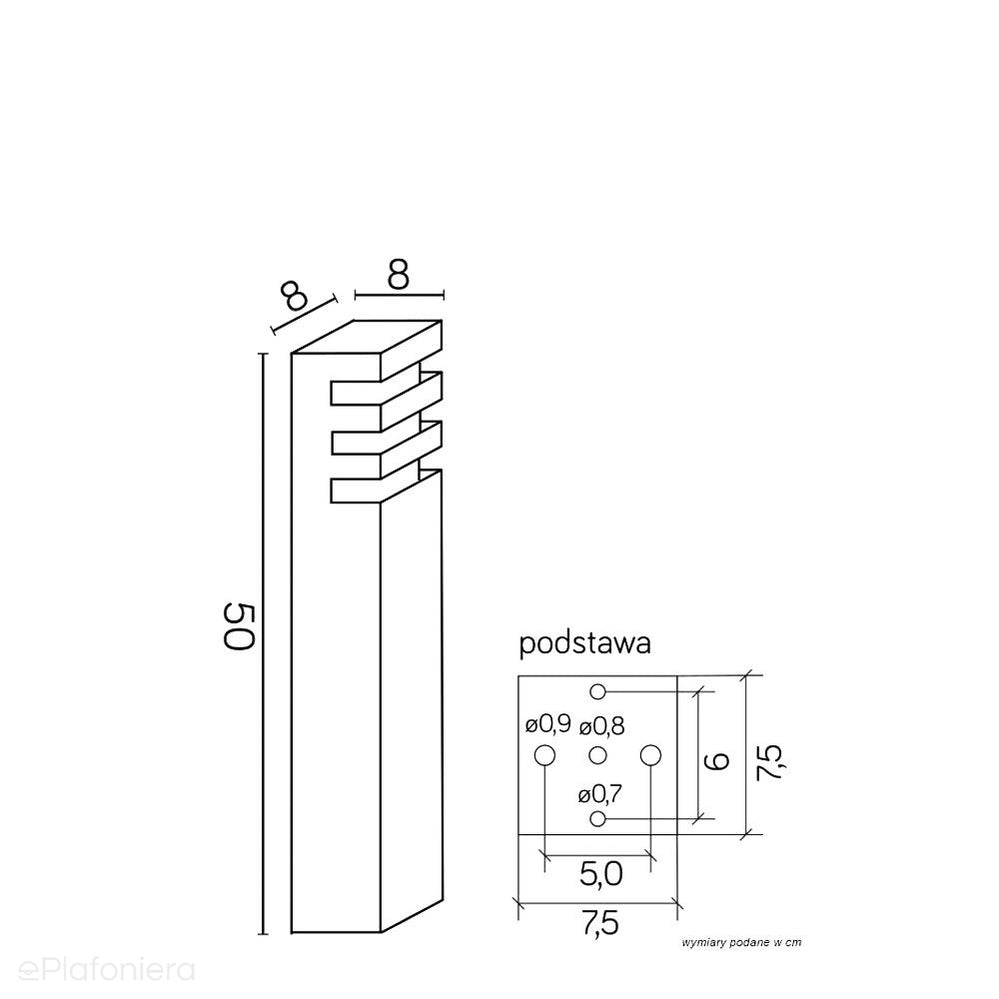 Lampa stojąca - słupek (Rado) ogrodowa zewnętrzna (grafit/czarna/szara) (1x E27) SU-MA