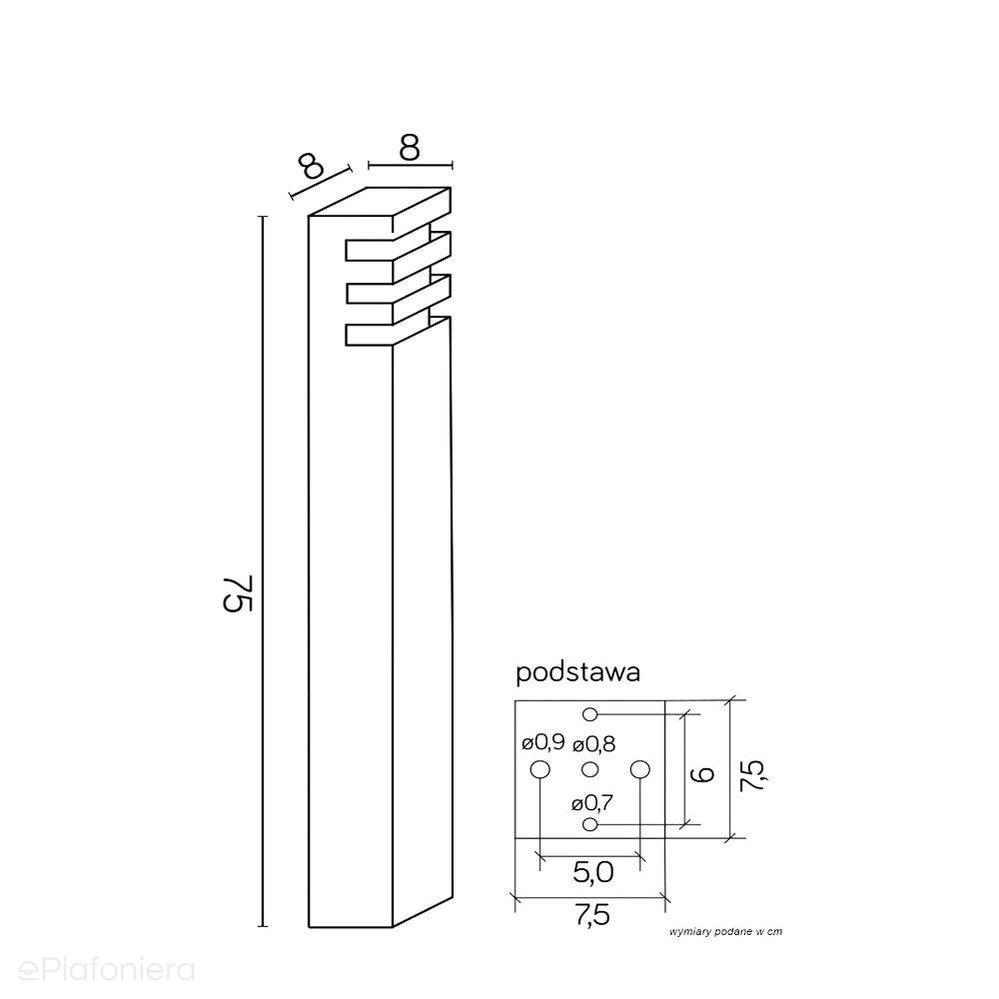 Lampa stojąca - słupek (Rado) ogrodowa zewnętrzna (grafit/czarna/szara) (1x E27) SU-MA