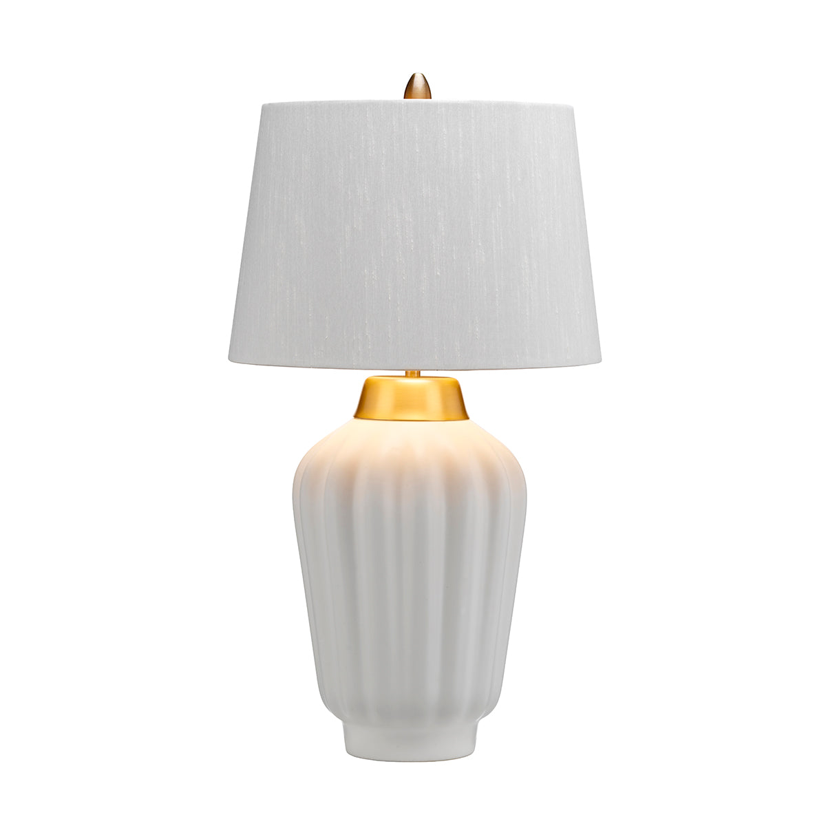 Lampa stołowa Bexley - 1 źródło światła - Biała/ Szczotkowany mosiądz , Quintiesse - ePlafoniera.pl