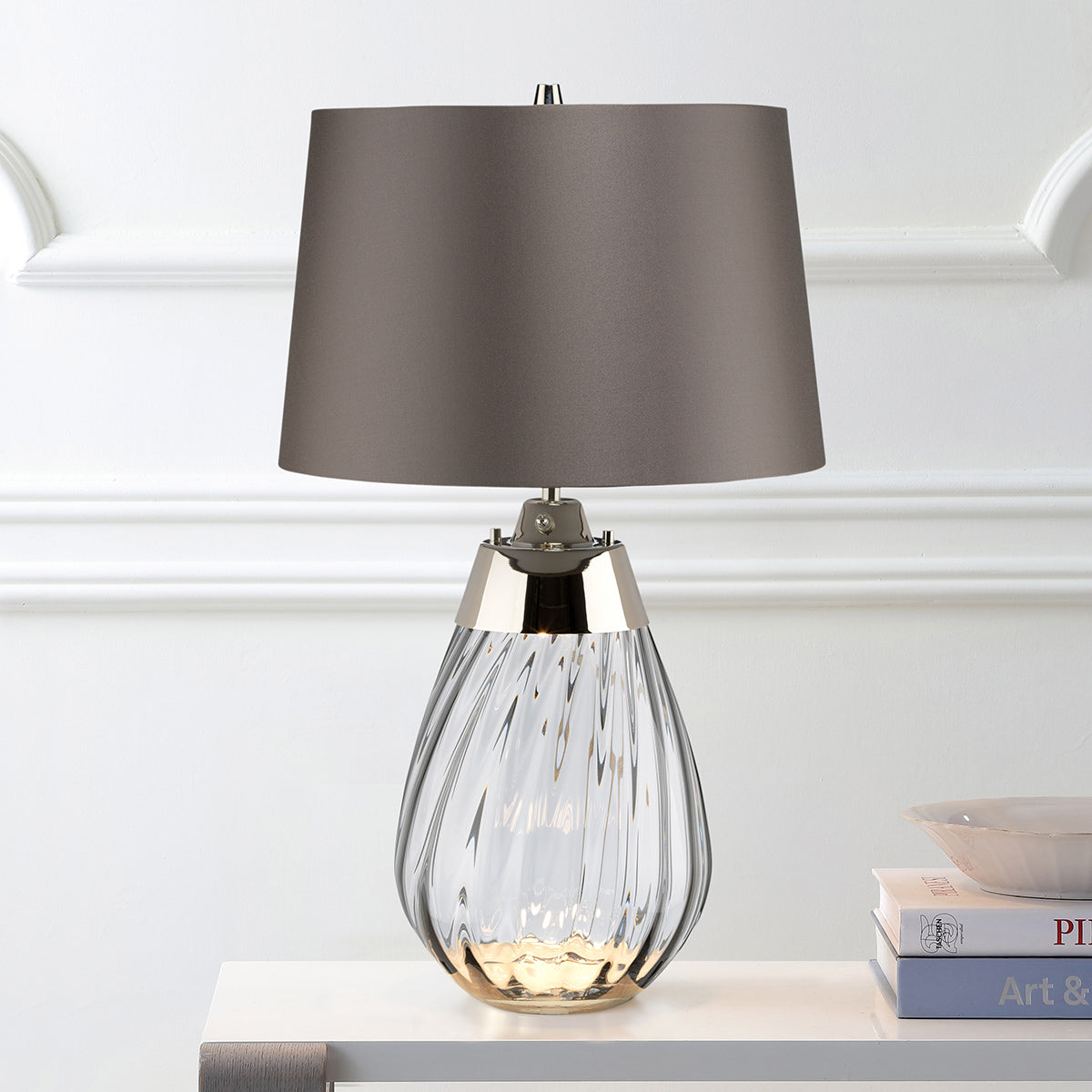Lampa stołowa Lena z dymionym szkłem - Elstead, 60cm (1xE27, 1xGU10)