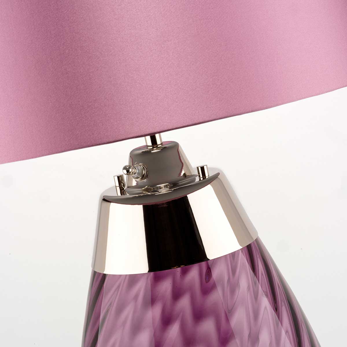 Lampa stołowa Lena z satynowym abażurem - Elstead, 60 cm (śliwkowe szkło, 1xE27, 1xGU10)
