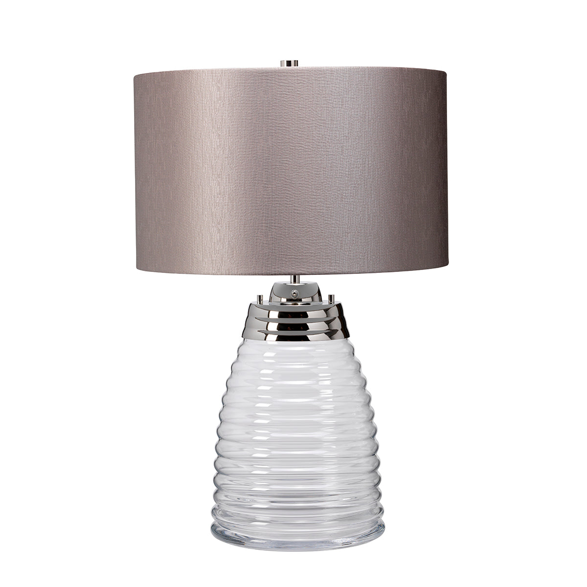 Lampa stołowa Milne - 2 źródła światła - Szary abażur , Quintiesse - ePlafoniera.pl