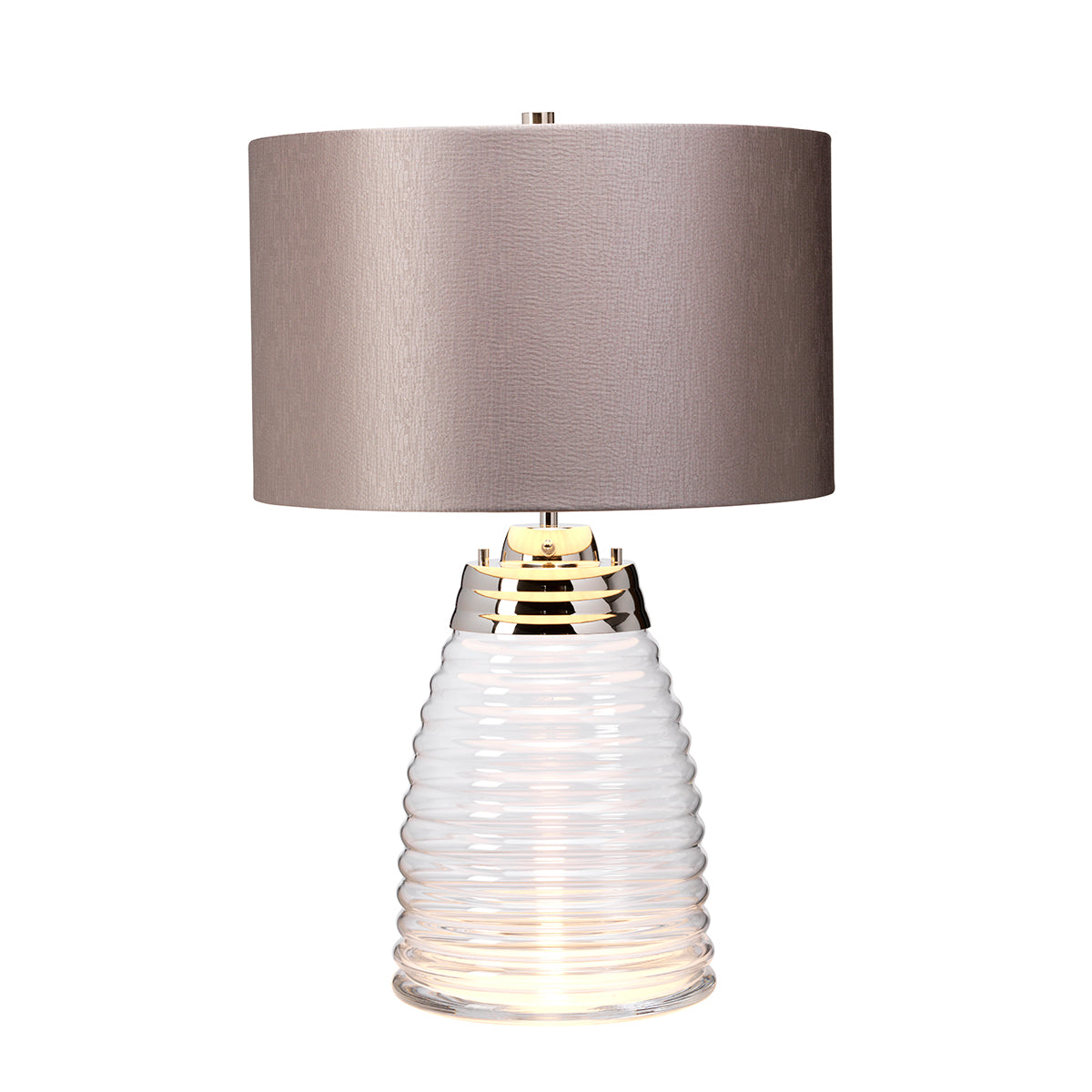Lampa stołowa Milne - 2 źródła światła - Szary abażur , Quintiesse - ePlafoniera.pl