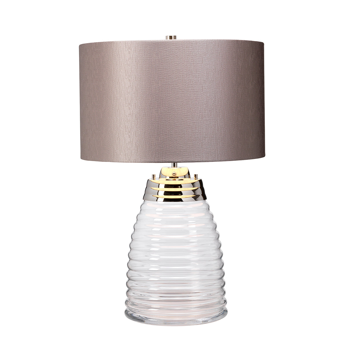 Lampa stołowa Milne - 2 źródła światła - Szary abażur , Quintiesse - ePlafoniera.pl