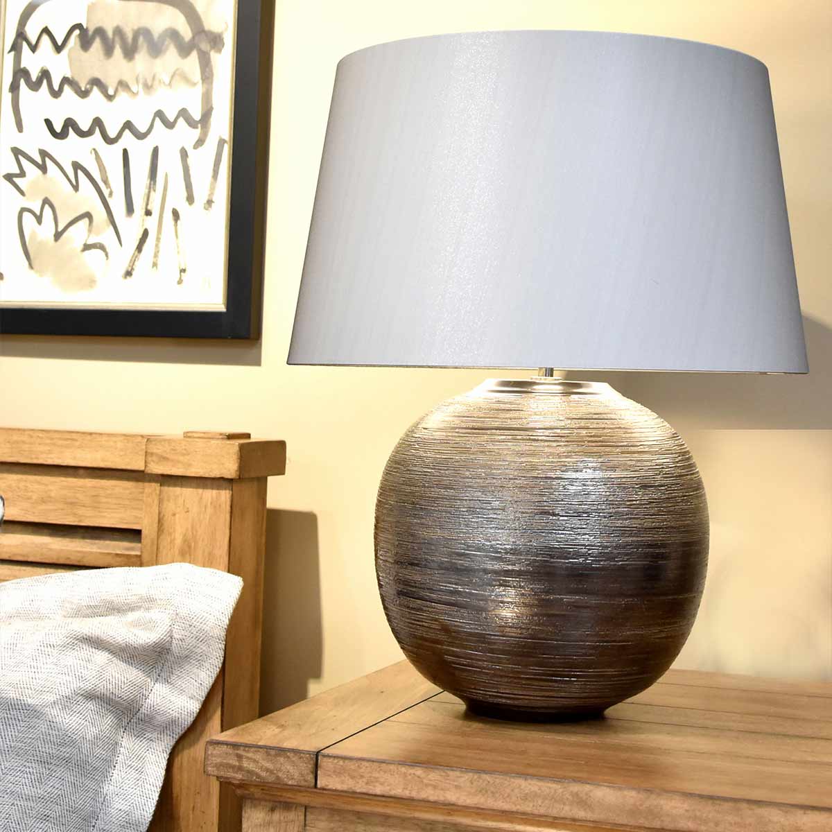 Lampa stołowa / nocna Caesar - Elstead (ceramika srebrna, 55cm, 1xE27)