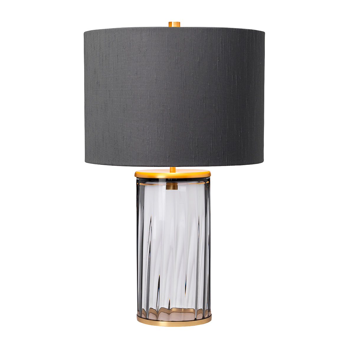Lampa stołowa Reno - 1 źródło światła - Przydymione szkło/ Stary mosiądz, Quintiesse - ePlafoniera.pl