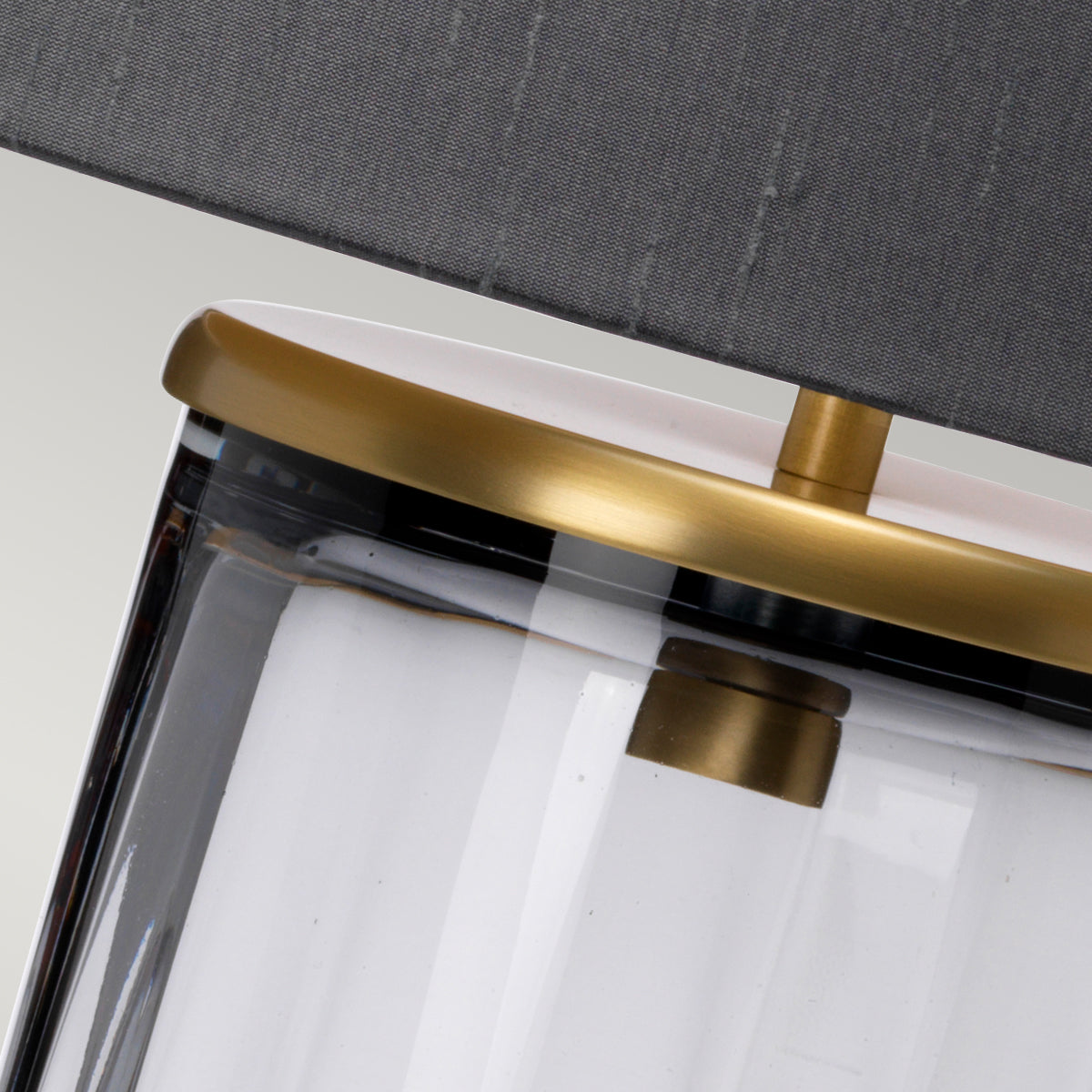 Lampa stołowa Reno - 1 źródło światła - Przydymione szkło/ Stary mosiądz, Quintiesse - ePlafoniera.pl
