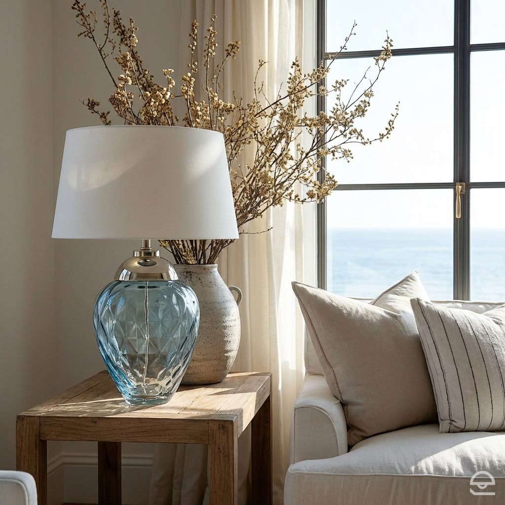 Lampa stołowa Samara - 2 źródła światła - Jasnoniebieska