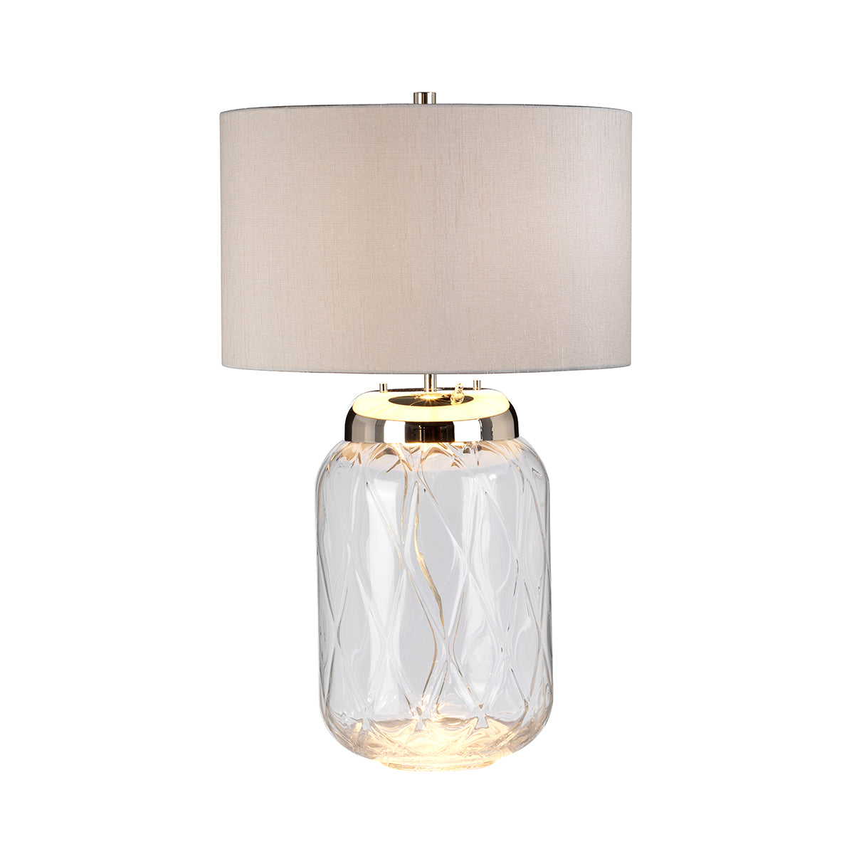 Lampa stołowa Sola - 2 źródła światła - Srebrny abażur, Quintiesse - ePlafoniera.pl